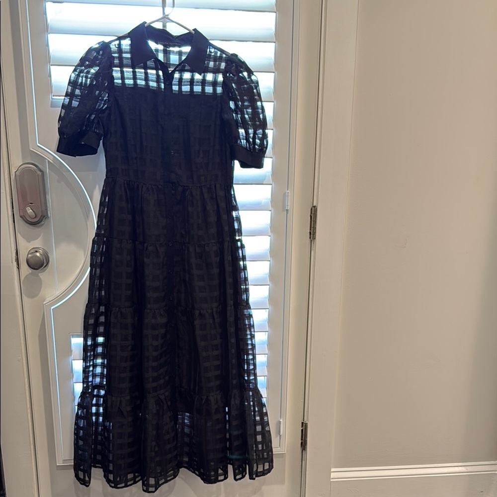 English Factory Black Sheer Checkered Dress